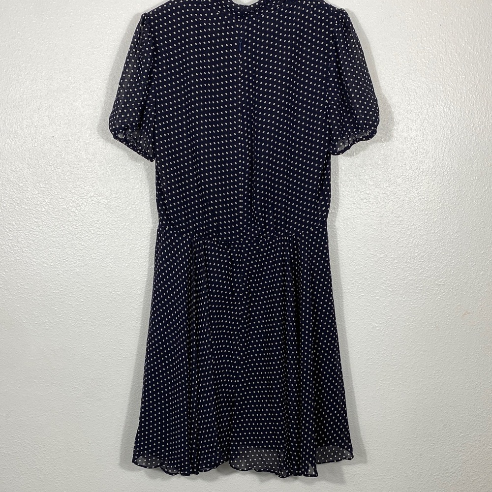Betsey Johnson Black Polka Dot Tie-Neck Mini Dress Size 10 - Picture 6 of 15